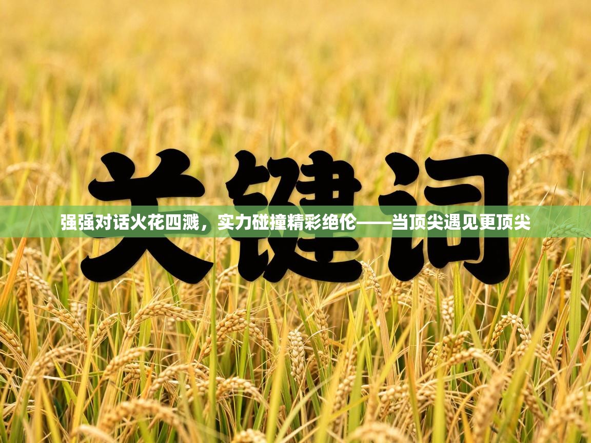 强强对话火花四溅，实力碰撞精彩绝伦——当顶尖遇见更顶尖